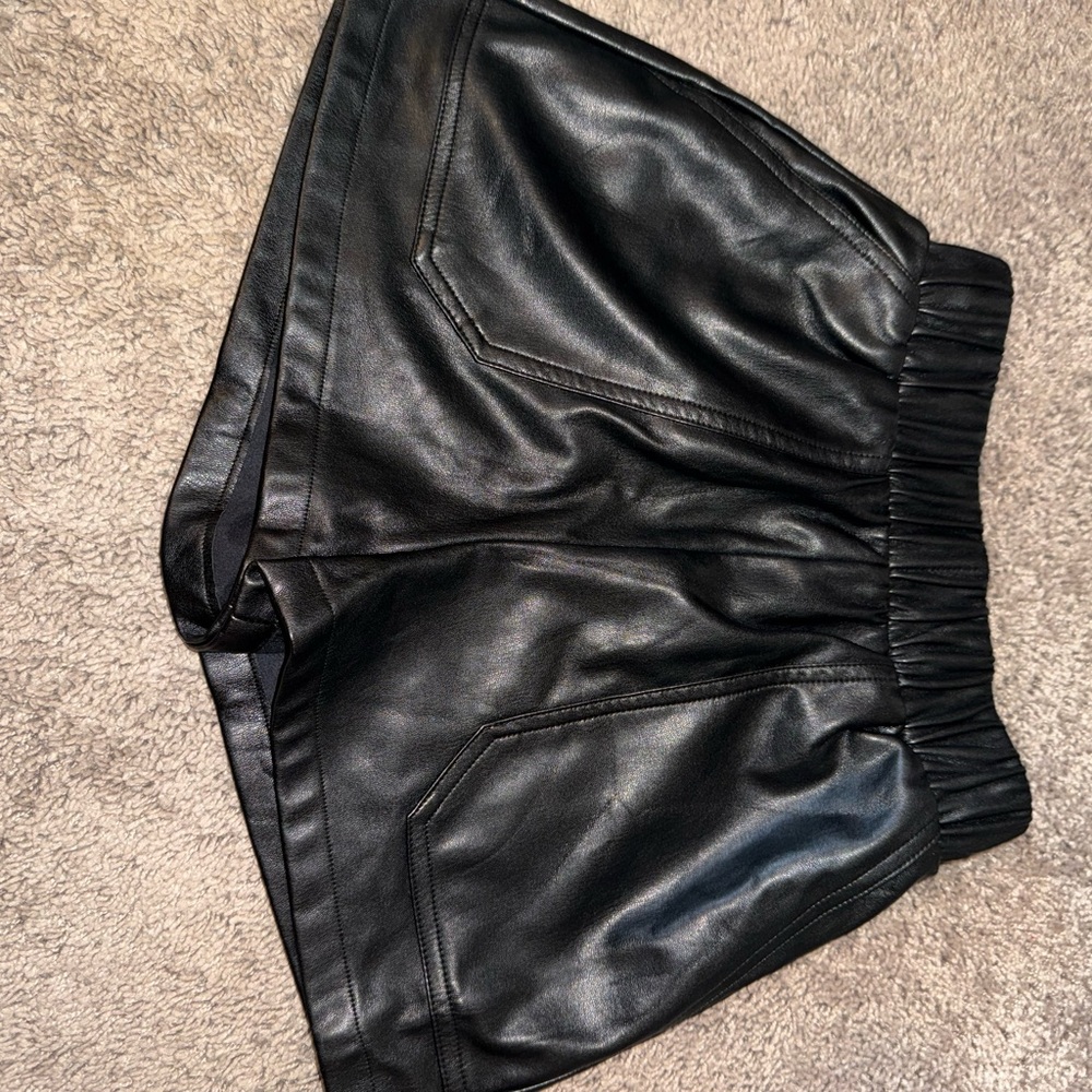 Black Leather Women's Shorts